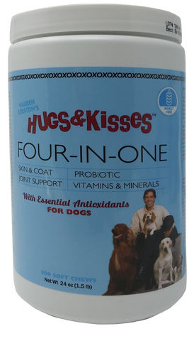 Hugs & Kisses Four-In-One Vitamin Mineral Supplement Treat for Dogs Medium Jar